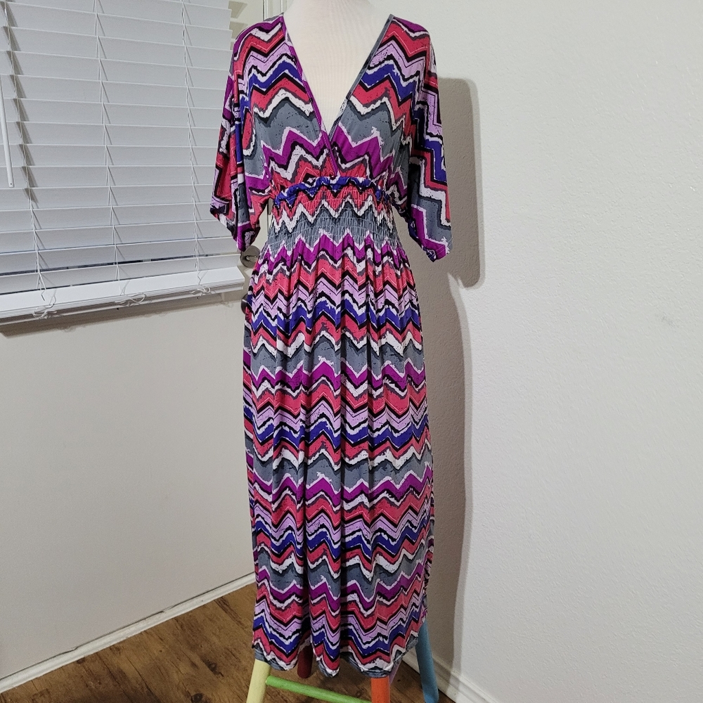 Christmas SALE! Chevron Purple Coral Gray Summer Dress